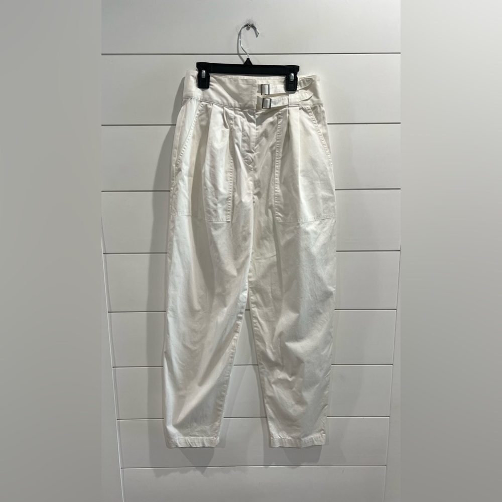 Nili Lotan white cotton Dallas belted pleated pants - Picture 6 of 9